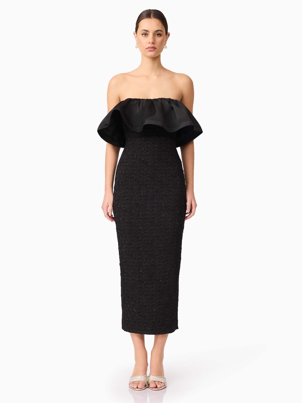 Elliatt Dandelione Strapless Midi Dress in Black S